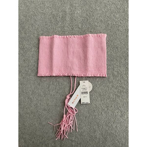 PilyQ NWT Sz Medium Pink Reversible Bandeau Strapless Swim Top Tie Back, Sz Med